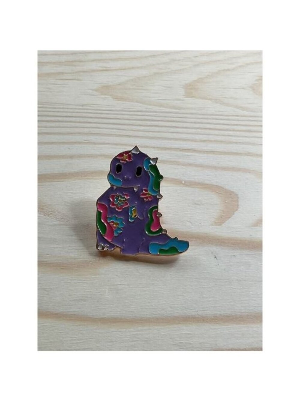 Kawaii Purple Floral Dinosaur Enamel Pin Cute Psychedelic Dino Lapel Badge